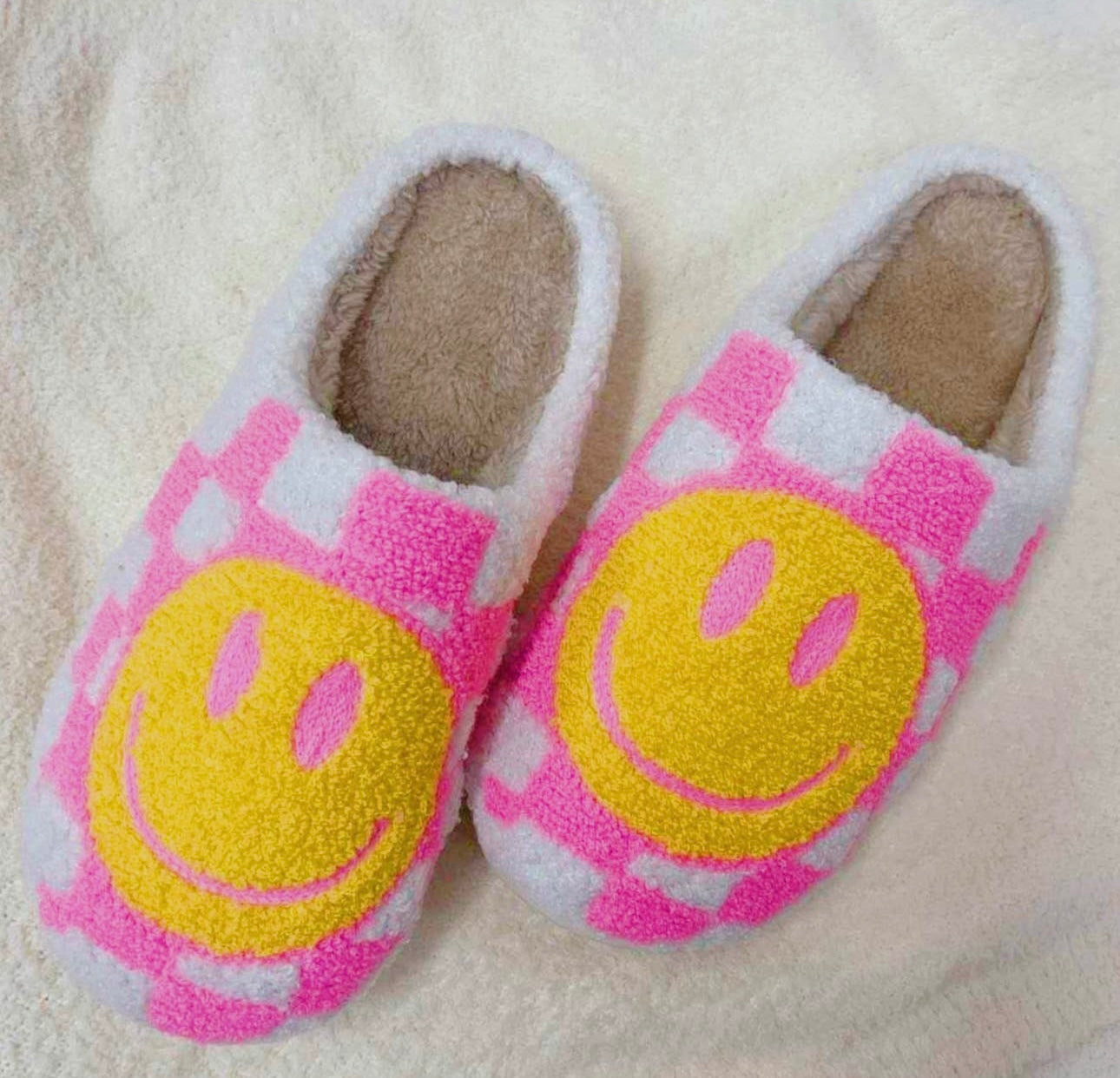 Hot Pink Smiley Slippers